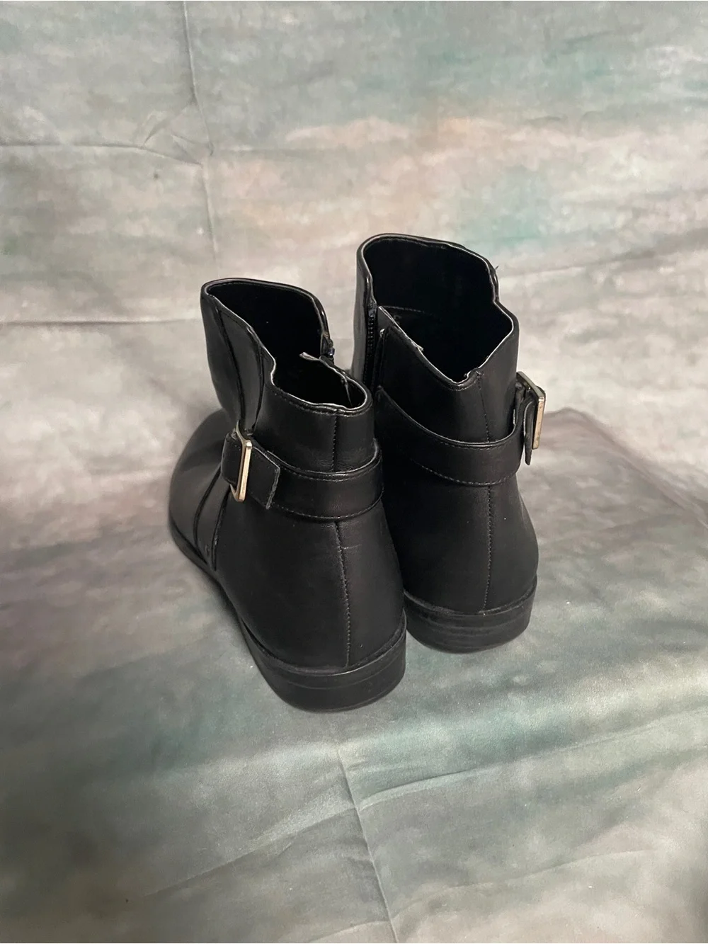 Black Leather Ankle Boots with Buckle